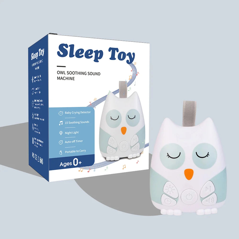 Owl White Noise Machine with 30 Sounds, USB-C Rechargeable 500mAh Battery and 30/60/90-Minute Timer for Nursery Bedtime and Travel