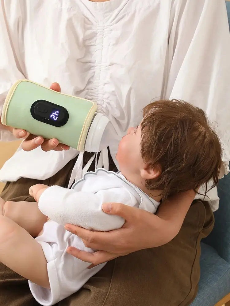Digital Bottle Warming Wrap with 21 Temperature Levels, USB Powered Baby Milk Warmer Sleeve for Travel Using a 5V 2A External Power Source