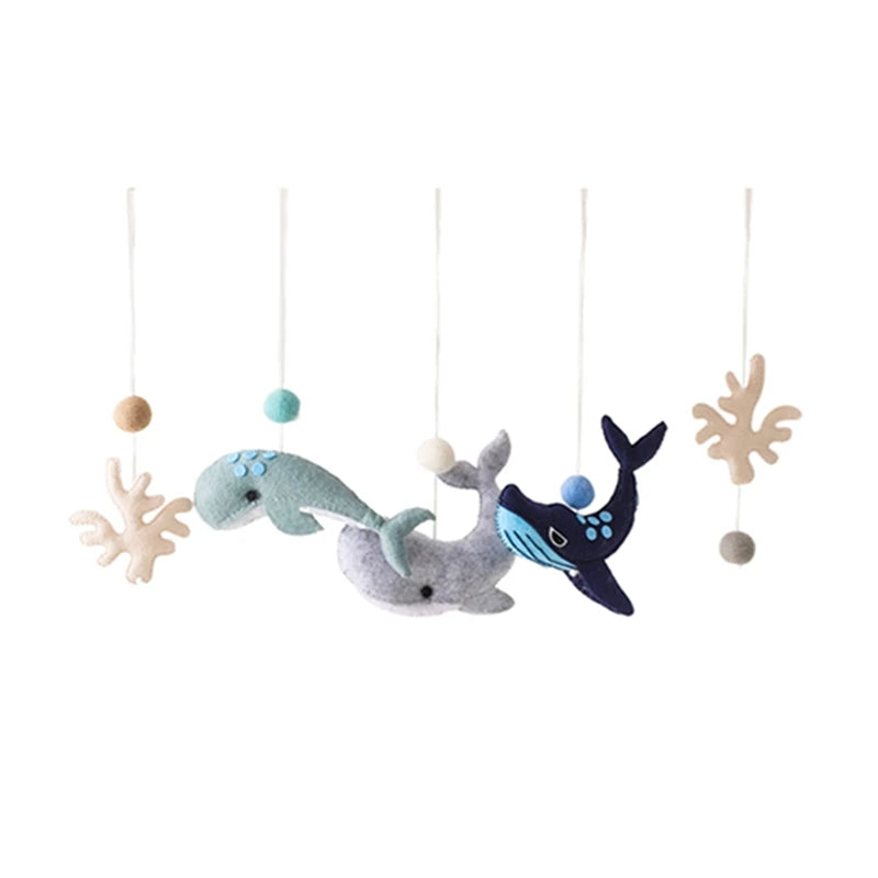 Baby Gym Hanging Toys in Wood and Cotton with Animal, Star and Moon Pendant Designs, Individual or Set Options for Supervised Play