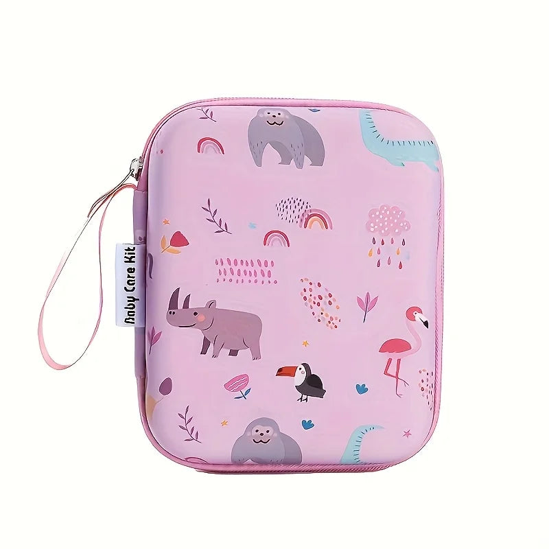 20-Piece Baby Grooming Kit with Electric Nail Trimmer, Digital Thermometer, Hair Brush, Comb and Animal-Print Travel Case in Blue or Pink