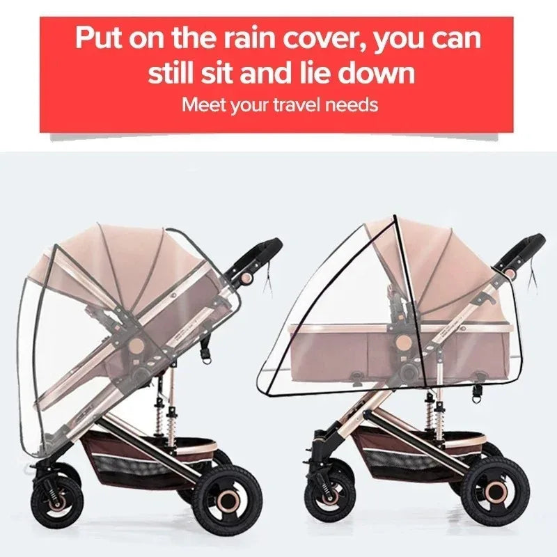 Transparent Stroller Rain Cover with PVC or Zippered EVA Options, Clear Pram Weather Shield with Ventilation Holes for Rainy-Day Family Outings