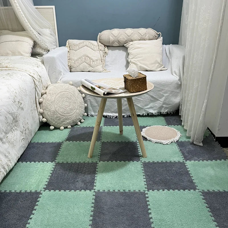 Interlocking Carpet Floor Tiles, Plush 30 cm EVA Foam Puzzle Squares with 1 cm Cushioning for Nursery Corners and Kids Indoor Playrooms