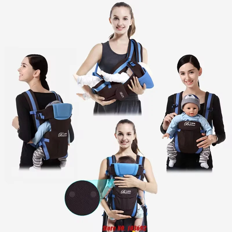 4-in-1 Baby Carrier with Adjustable Shoulder Straps and Buckle Fastenings, Structured Babywearing Carrier in Four Colors for Family Outings