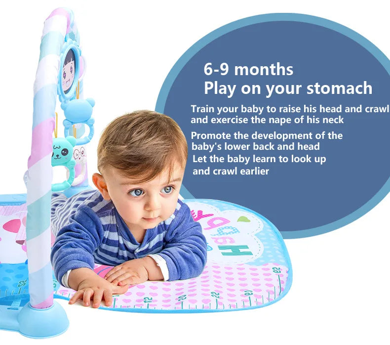 Baby Kick Piano Play Mat with Hanging Animal Toys and Illustrated Activity Surface, Multiple Model Designs for Supervised Tummy Time and Reaching