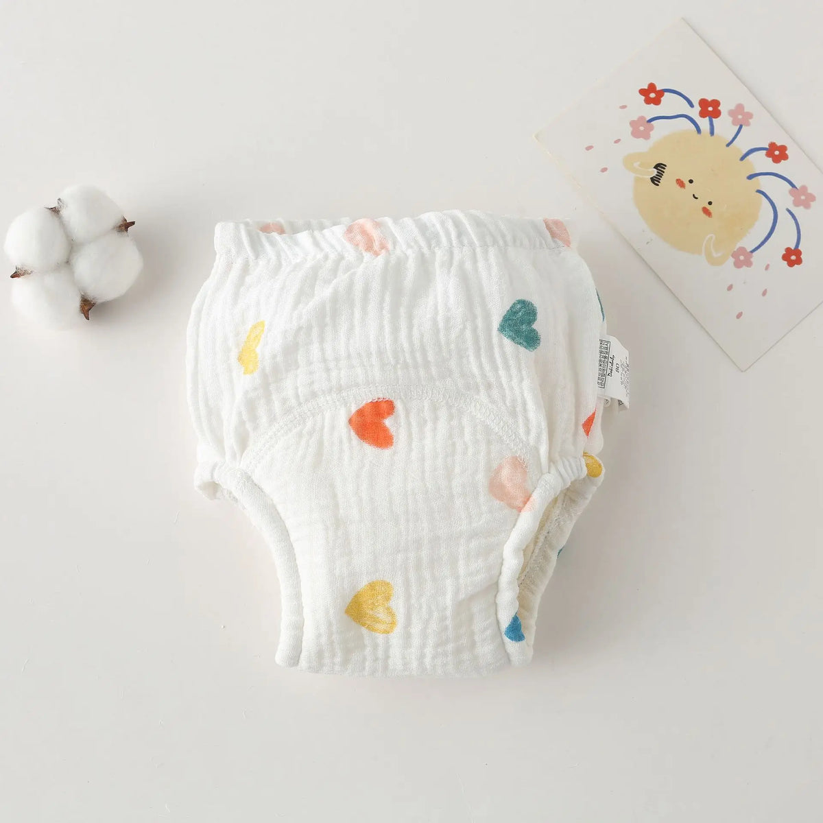 Printed Cotton Potty Training Pants, Single Reusable Learning Underwear with Pull-On Waist for Babies and Toddlers in Sizes 80–110