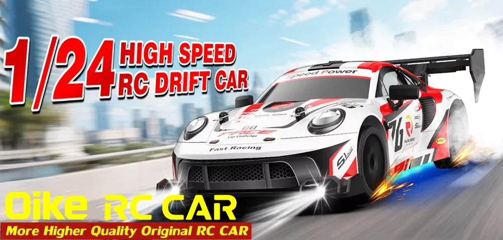 RC Drift Racing Car with 4WD, 2.4GHz Proportional Remote Control, LED Lights and Replaceable Racing and Drift Tires for Kids and Adults