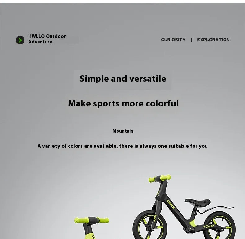 12-Inch Kids Balance Bike Without Pedals, Lightweight Bicycle for Boys and Girls, Black, Pink, Green or Red for Supervised Riding Practice