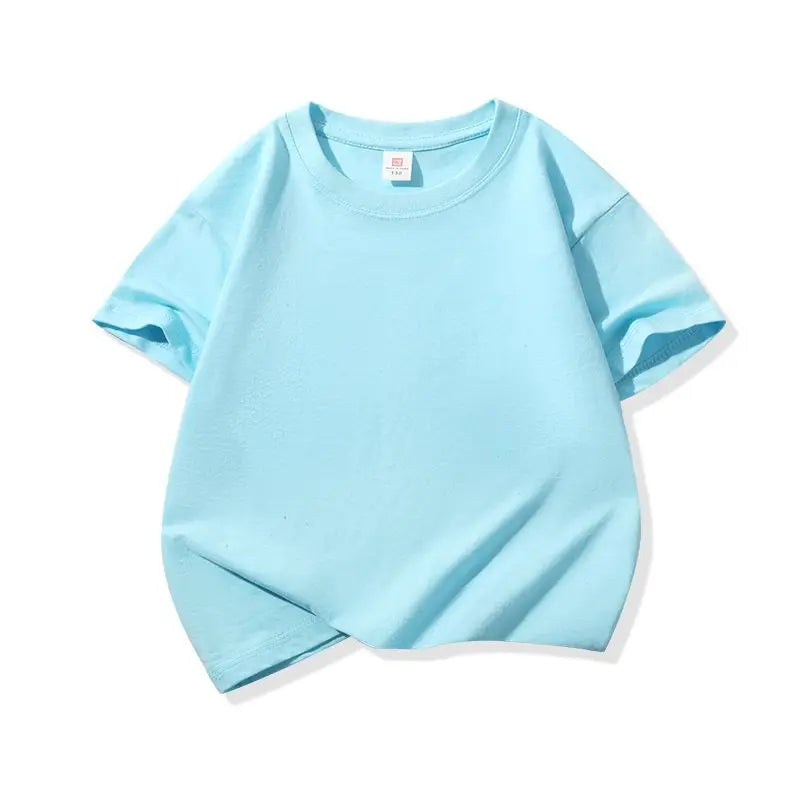 Kids Solid Color Cotton T-Shirt, 180gsm Short Sleeve Crewneck Basic Tee for Boys and Girls in 18 Colors for Summer and Everyday Casual Outfits