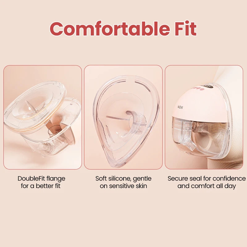 Wearable Electric Breast Pump with LED Display, NCVI 8131 Hands-Free Design with 4 Modes, 9 Suction Levels and 19/21/24 mm Flange Sizes