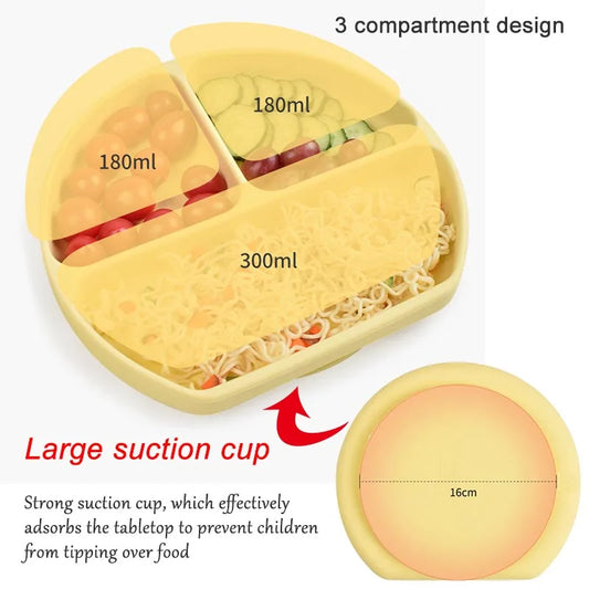 Personalized Baby Feeding Set with Silicone Suction Plate, Bowl, Spoon and Fork, 4-Piece or 6-Piece Tableware Options for Supervised Mealtimes