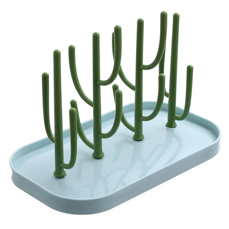 Detachable Baby Bottle Drying Rack with Branch Holders and Water Catch Tray, ABS and PP Countertop Drainer for Bottles and Feeding Accessories