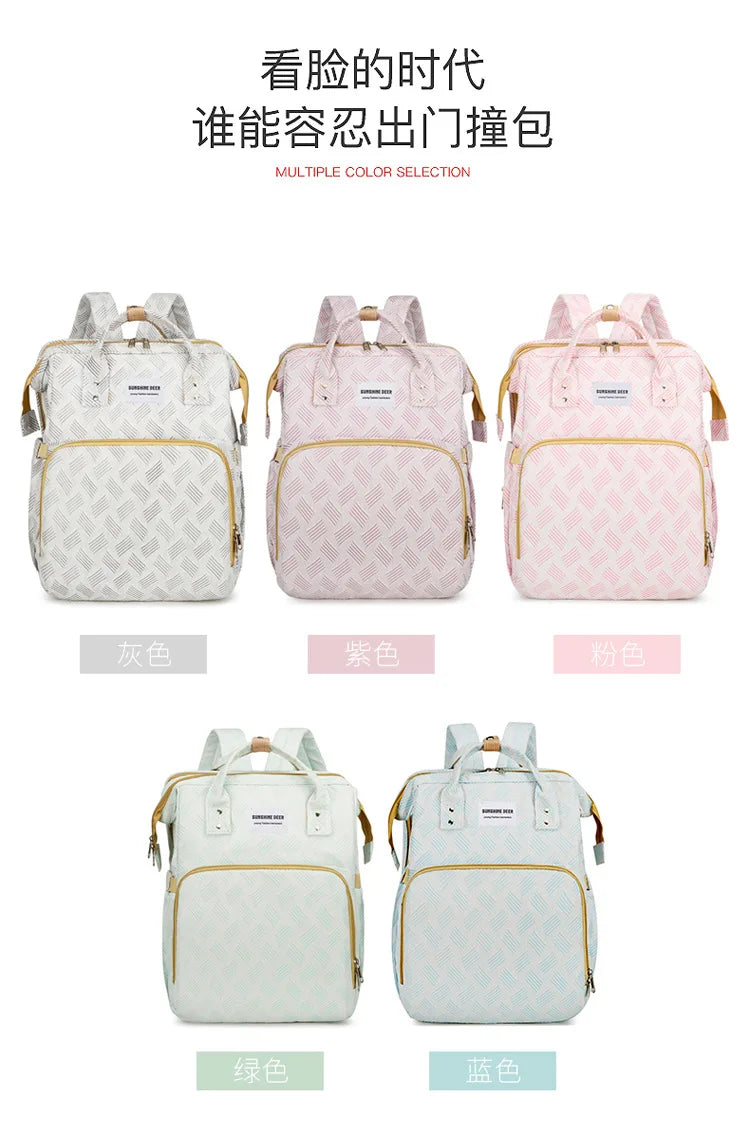 Convertible Diaper Bag Backpack with Fold-Out Changing Area and Stroller Hooks, 30 x 20 x 40 cm Baby Essentials Organizer for Parents