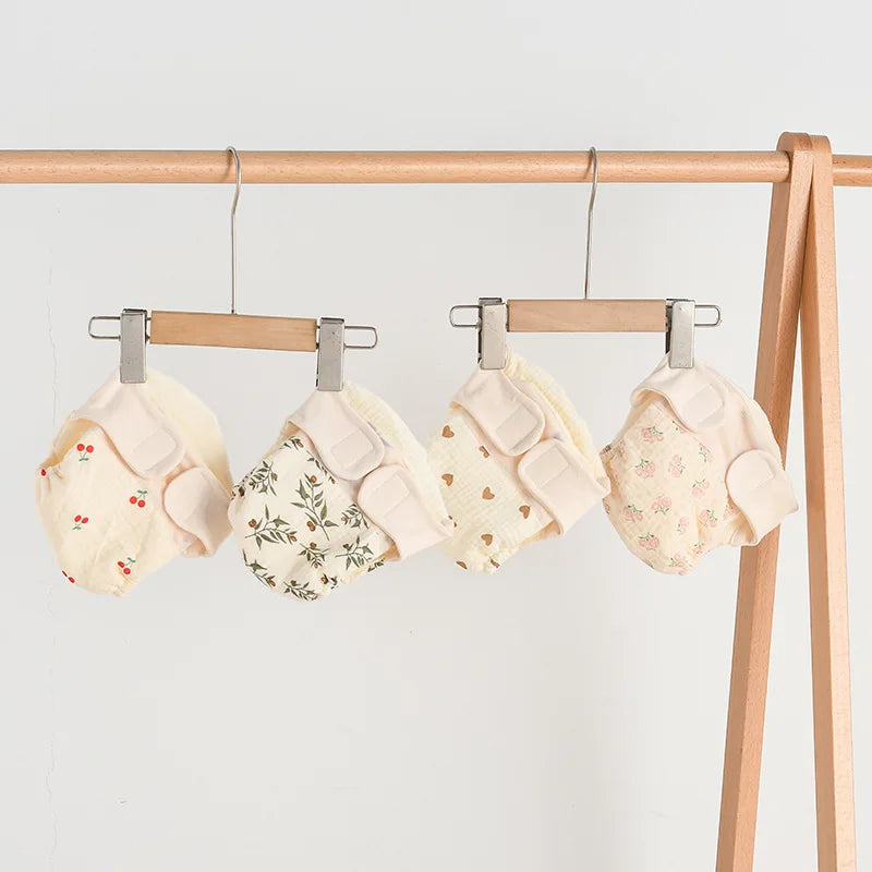 Baby Wrap Cloth Diaper with Adjustable Waist Tabs, Reusable Cotton Nappy in Animal and Rainbow Prints, Single-Piece Infant Changing Essential