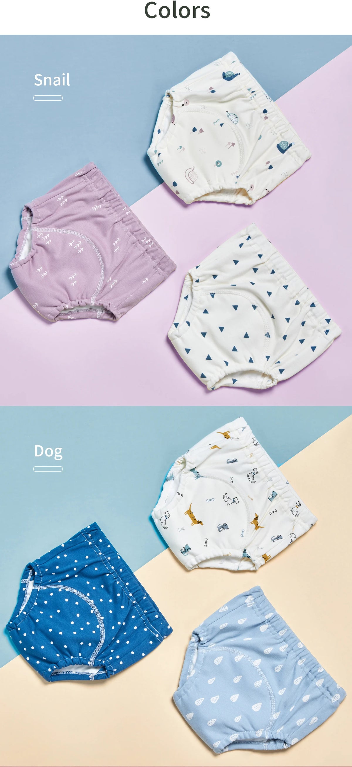 6-Layer Cotton Training Pants, 3-Pack Reusable Toddler Potty Underwear with Elastic Waist and Printed Designs in 90 cm and 100 cm Size Options