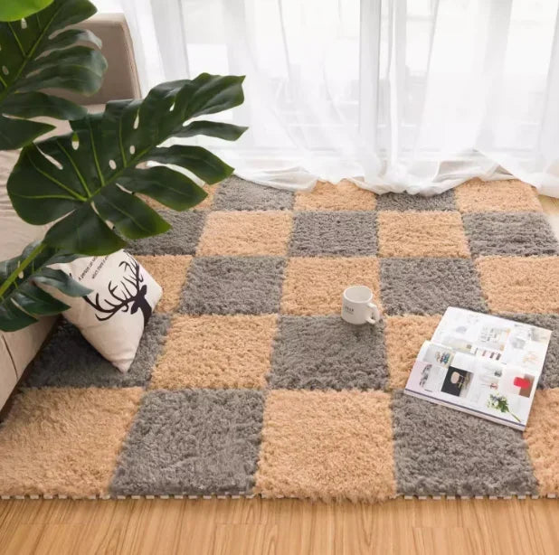 Interlocking Carpet Floor Tiles, Plush 30 cm EVA Foam Puzzle Squares with 1 cm Cushioning for Nursery Corners and Kids Indoor Playrooms