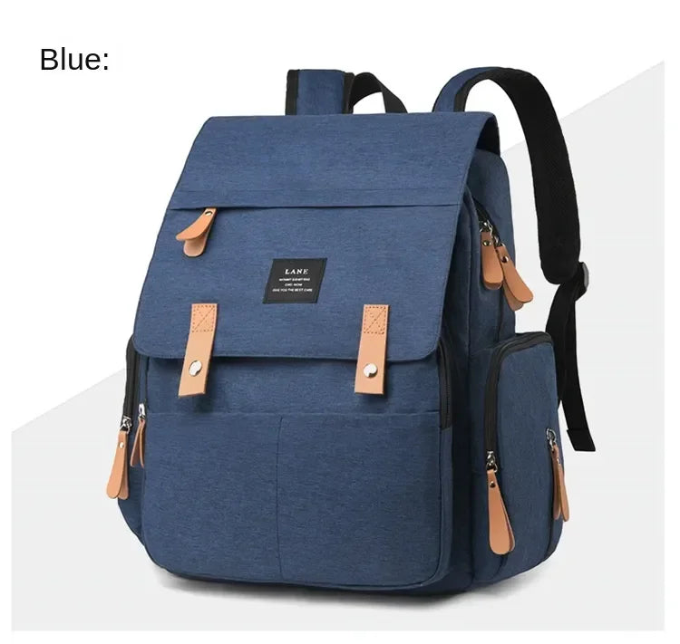 Flap-Top Diaper Backpack with Front Storage Pockets, Two Stroller Hooks and 53 x 34 cm Changing Mat for Baby Essentials and Everyday Parent Outings