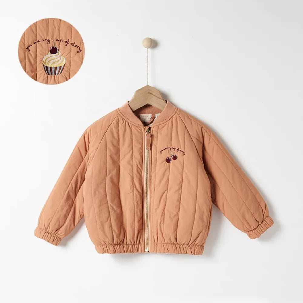 Toddler Quilted Jacket with Zip Front, Cotton Material and Ribbed Cuffs, Kids Everyday Outerwear in Multiple Colors, Sizes 12-18M to 6-7T