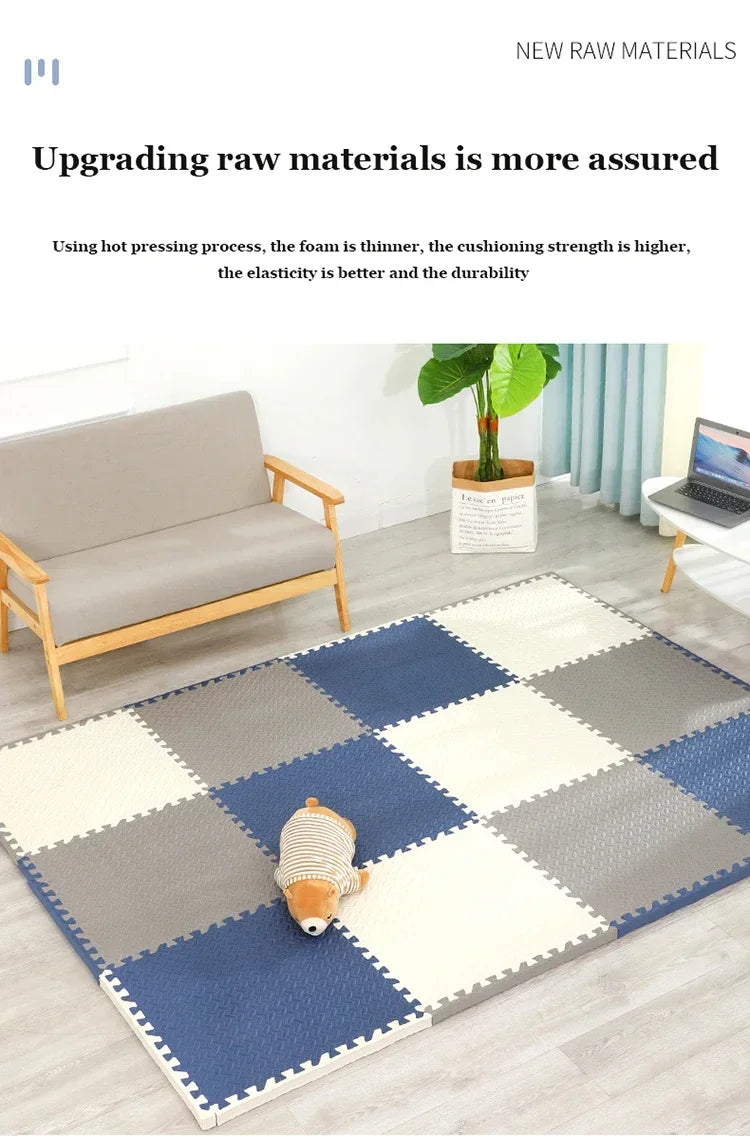 Baby Puzzle Play Mat with 30 cm Interlocking Foam Tiles, 1 cm Thick Textured Floor Padding in 8 or 16 Pieces for Supervised Indoor Play
