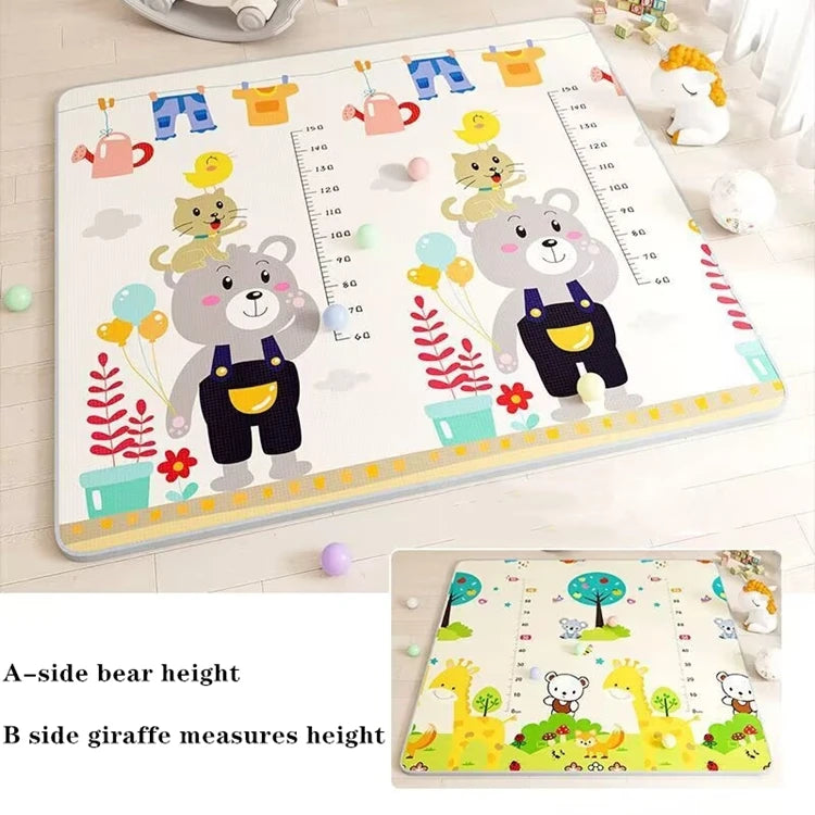Double-Sided Baby Floor Mat with Animal and Scene Prints, Foldable Foam Crawling Rug in Five Size and Thickness Options for Supervised Play