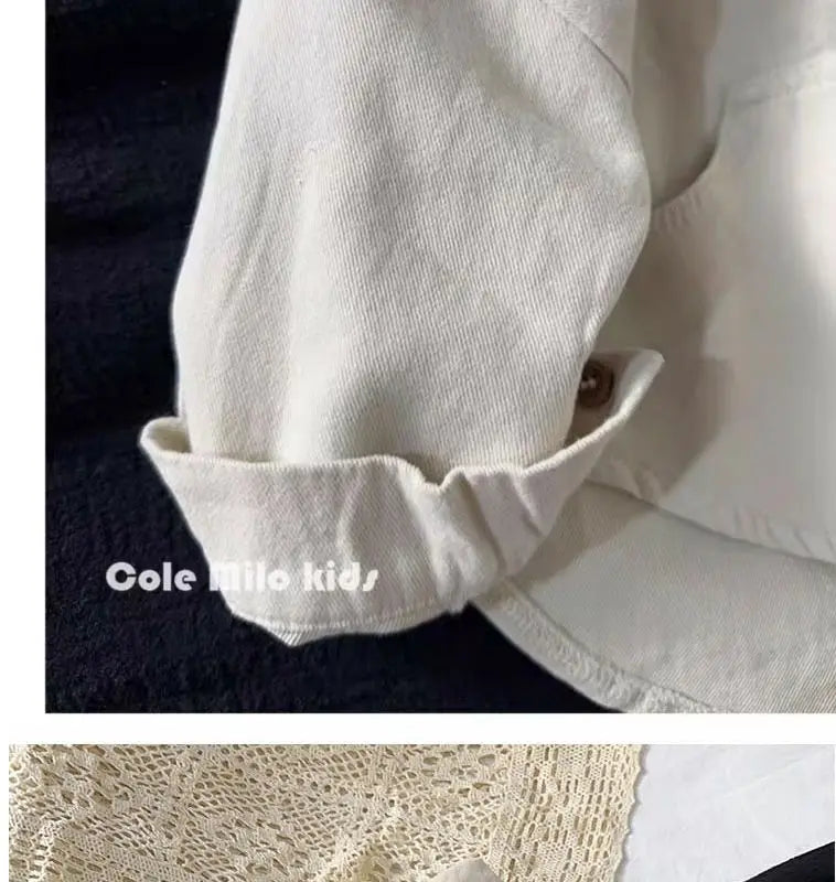 Baby and Toddler Collared Button-Up Shirt with Long Sleeves and Chest Pocket, Beige or Brown Unisex Casual Top for Spring and Fall Family Outfits