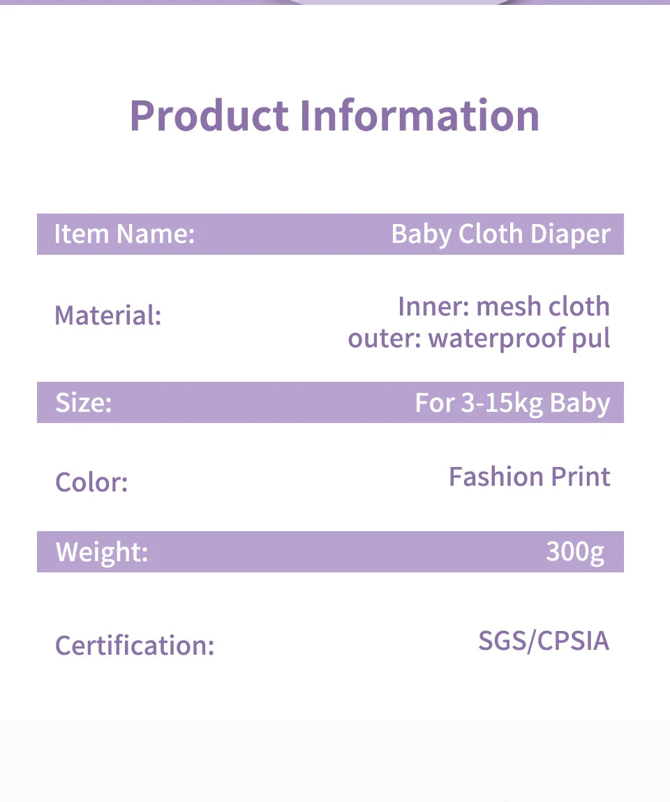 Mesh-Lined Cloth Diapers by Elinfant, 4-Pack Adjustable Pocket Baby Nappies with 4 Three-Layer Microfiber Inserts and Waterproof PUL Outer
