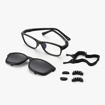 Kids Clip-On Sunglasses by Ralferty, 2-in-1 Children's Eyeglass Frame with Polarized Sun Clip for Everyday Outings and Family Travel