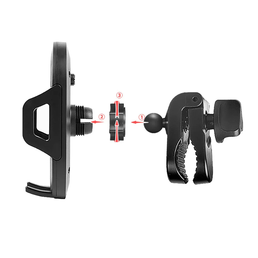 Stroller Drink and Phone Holder with Handlebar Clamp, Black Cup and Bottle Organizer with Separate Phone Cradle for Parent Walks and Family Outings
