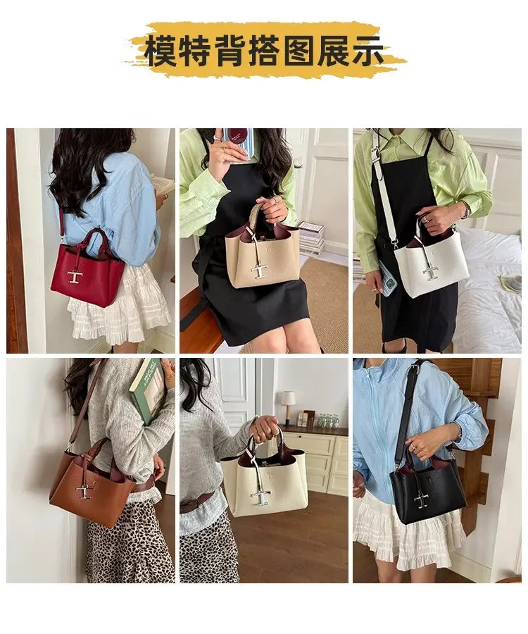 Diaper Tote Bag with Leather-Look Finish, Top Handles and Long Shoulder Strap, Vintage-Style Baby Essentials Handbag for Moms and Everyday Outings
