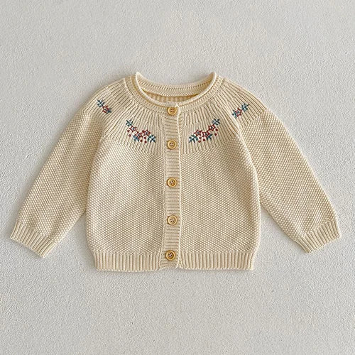 Baby Girl Knit Cardigan Sweaters with Long Sleeves, Korean-Style Infant and Toddler Layering Coats in Multiple Designs, Sizes 3M to 3T