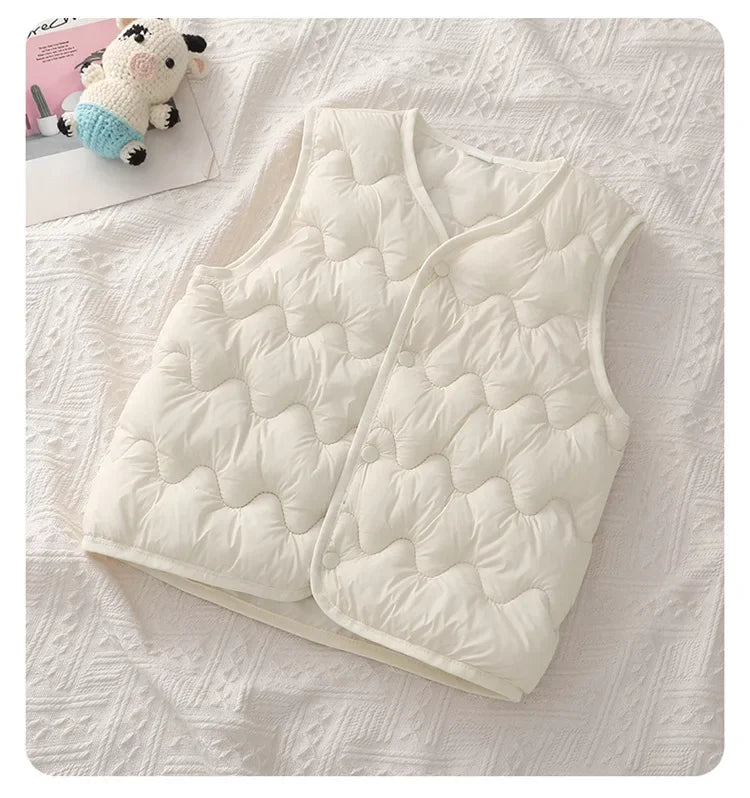 Quilted Toddler Vest with Snap-Front Closure, Solid Color Sleeveless Waistcoat for Boys and Girls in Sizes 2T–6T for Fall and Winter Layering