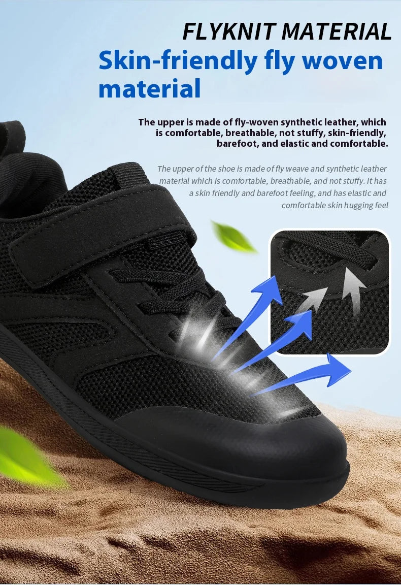 Children’s Minimalist Barefoot Sneakers with Wide Fit, Zero-Drop Design, Mesh Panels and Adjustable Strap for Boys and Girls Everyday Wear