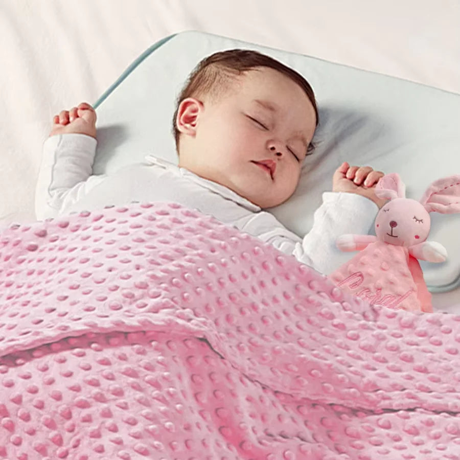 Personalized Minky Baby Blanket and Animal Lovey Options with Custom Name Embroidery, Textured Dot Keepsake for Boys and Girls and Baby Shower Gifts