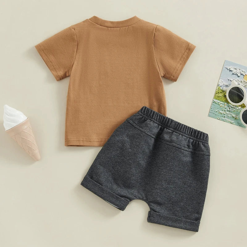 Baby Boys Graphic Shorts Set with Pretty Fly for a Little Guy T-Shirt and Elastic Waist Shorts, Cotton Blend Summer Outfit, Sizes 6M-3T