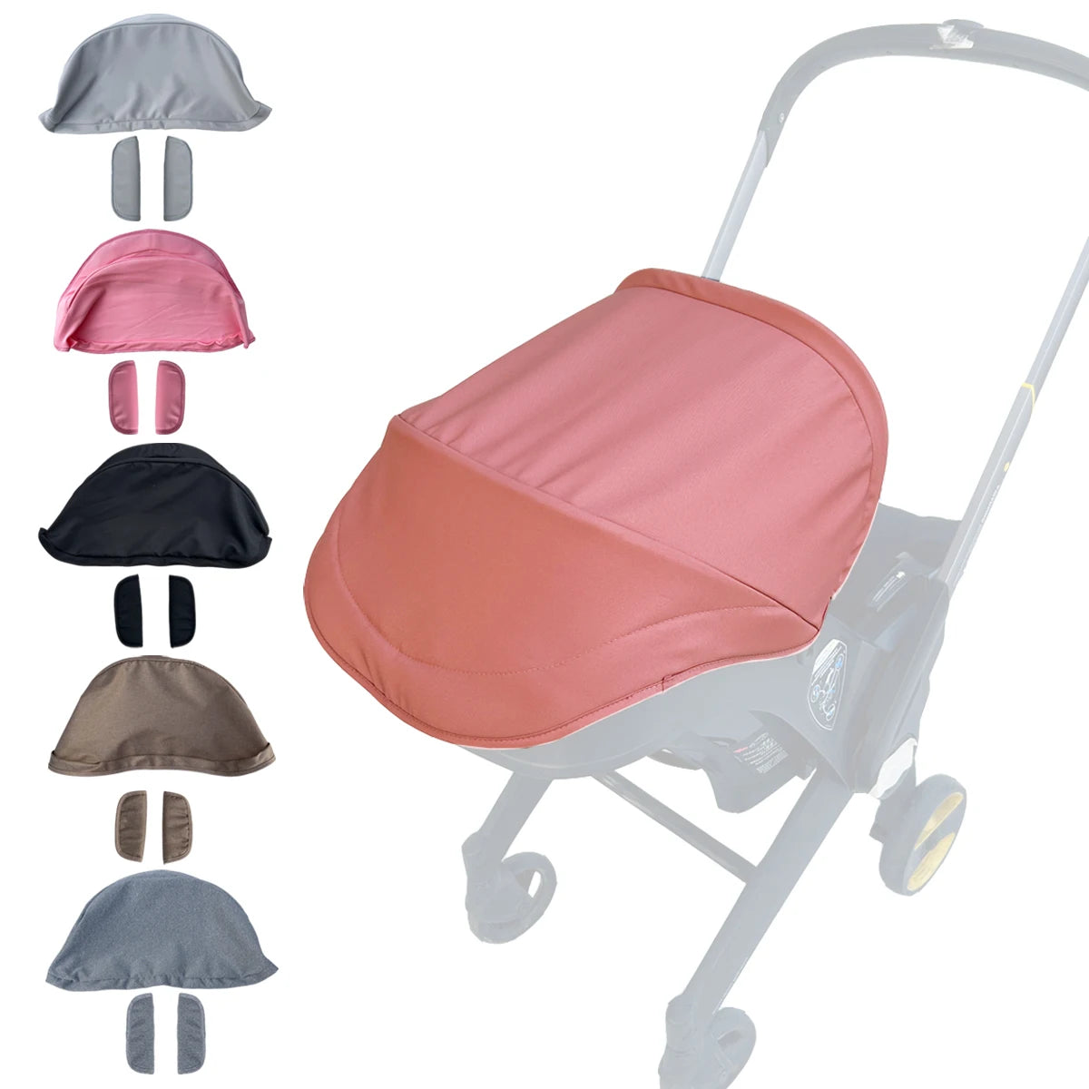 Doona-Compatible Replacement Canopy Fabric and Two Shoulder Pads for Doona+ and Doona i, Six Color Options with Existing Support Rods Required