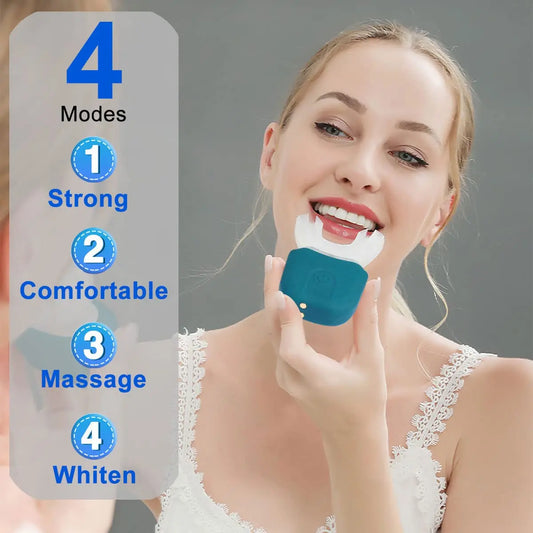 Adult U-Shaped Electric Toothbrush with Four Brushing Modes, Blue-Light Feature and Wireless Charging Design for Daily Oral Care