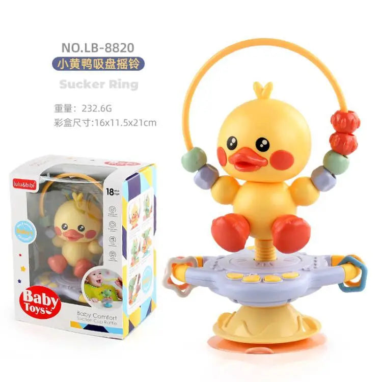 Animal Suction Activity Toy with Colorful Beads and Rattle Rings, Cartoon Tabletop Play Accessory for Supervised Reaching and Hands-On Exploration