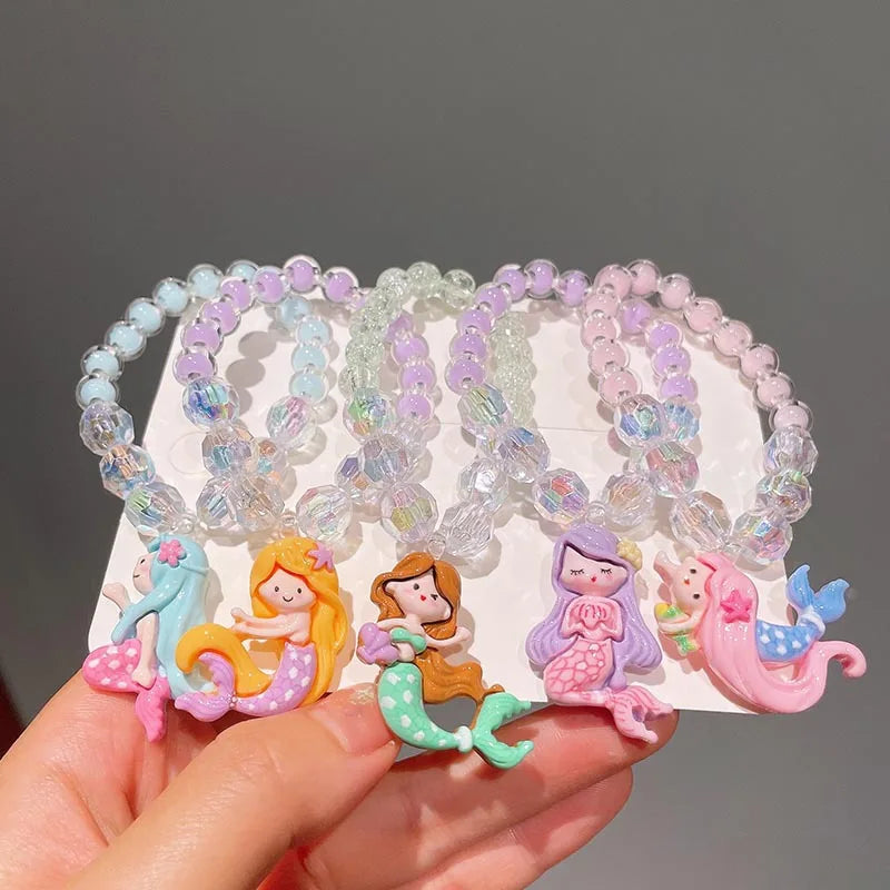 Mermaid Jewelry Set for Girls, 6-Piece Shell Bracelet, Ear Cuffs and Hair Accessories in a Gift Box for Princess Dress-Up, Birthdays and Christmas