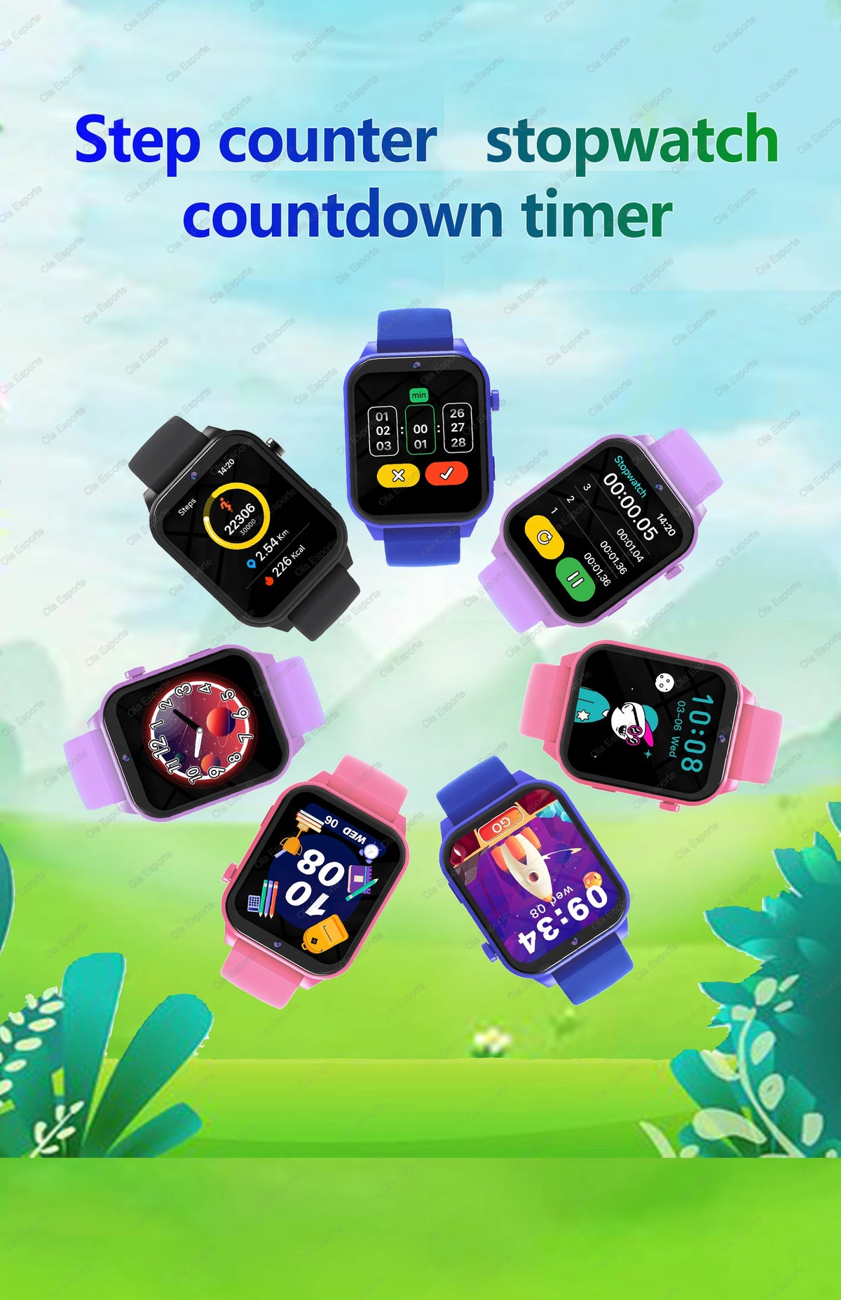 Kids Game Smartwatch HT30 with 18 Games, Camera, 1.83-Inch Screen, Step Counter, Alarm, Calculator and Flashlight in Four Color Choices