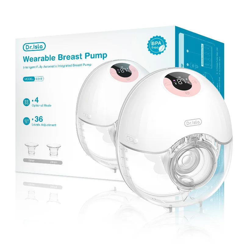 Single Wearable Breast Pump, Dr.ISLA EB46 Hands-Free Electric Milk Collector with 4 Modes, 36 Levels, LED Display and 210 mL Capacity