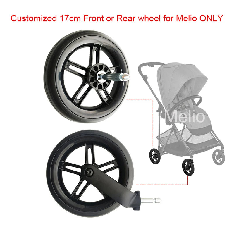 Melio Stroller Replacement Wheel, 17 cm Front or Rear Wheel for Cybex Melio 2/3/Carbon/Pro Series, Single Wheel Accessory for Melio Only