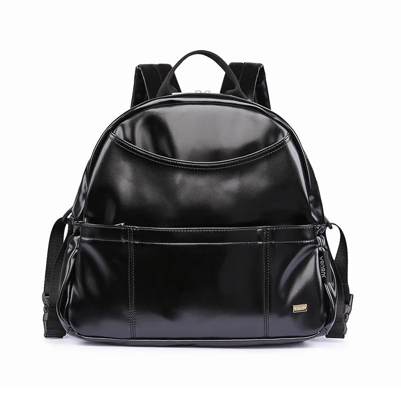 PU Diaper Bag Backpack with Zippered Storage and Front Pockets, 34 x 14 x 32 cm Baby Essentials Organizer for Parents and Everyday Outings