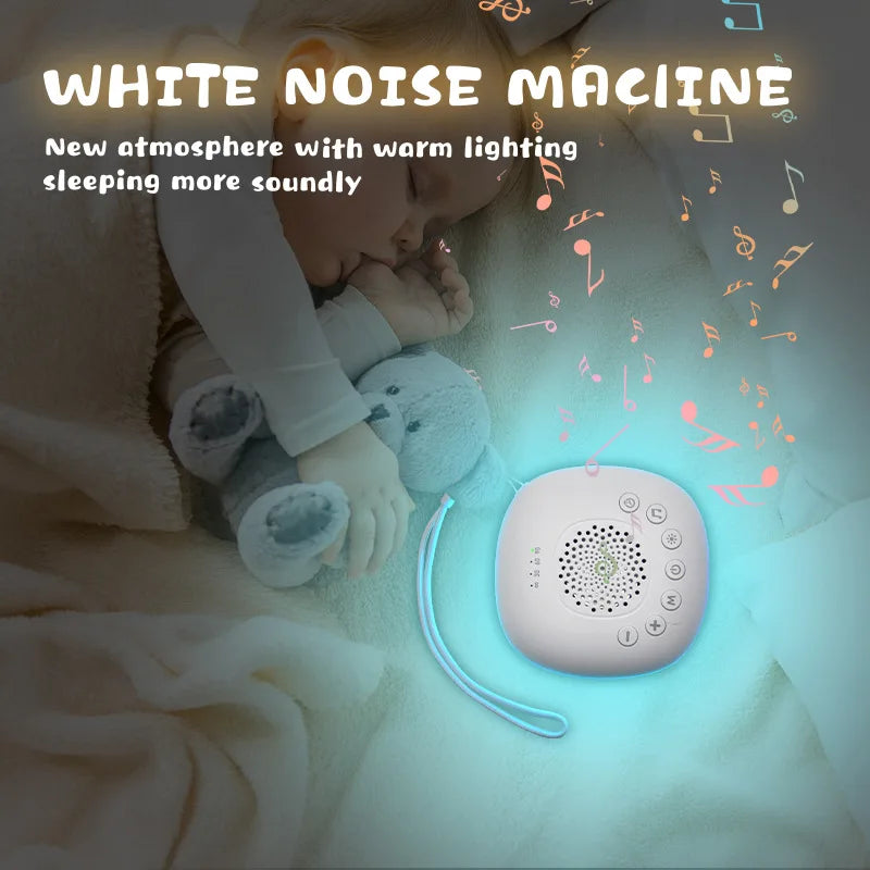 Rechargeable White Noise Machine with LED Breathing Light, 20 Sounds, 30/60/90-Minute Timer and 800mAh Battery for Bedside and Travel