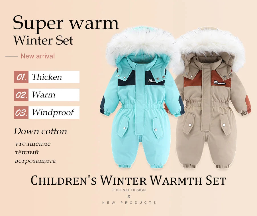 Toddler Hooded Snowsuit by Ircomll, Padded One-Piece Winter Outerwear with Plush-Look Hood Trim, Elastic Cuffs and Pockets, Sizes 18M to 4-5T