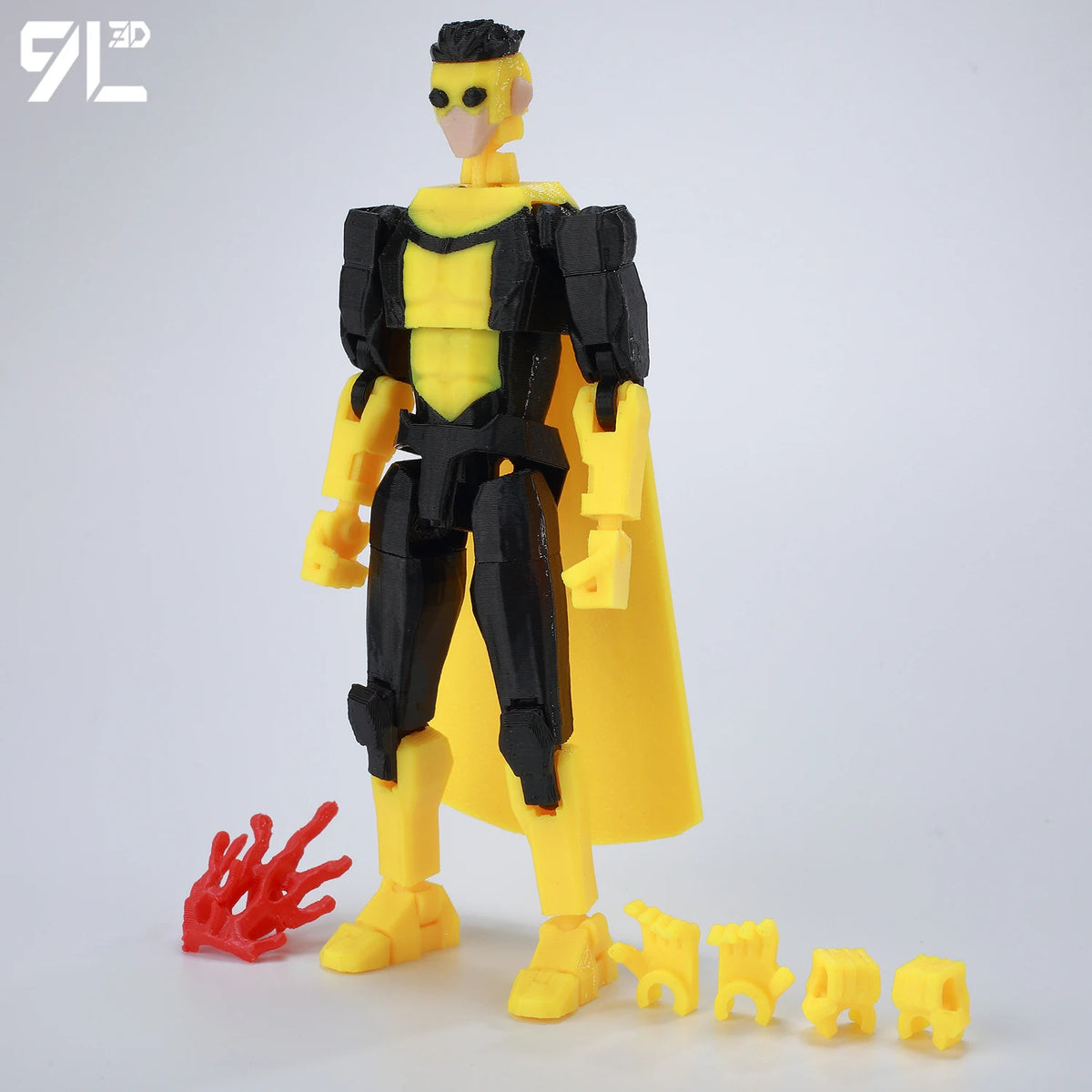 Articulated Superhero Action Figure, 3D Printed PETG Collectible with 30+ Poseable Joints, Interchangeable Parts and Accessories for Display