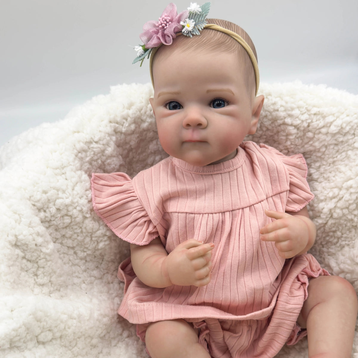 Full Body Vinyl Reborn Doll Bettie, 19-Inch Baby Girl with Poseable Head and Limbs, Open Acrylic Eyes, Painted Hair, Outfit and Pretend-Care Accessories