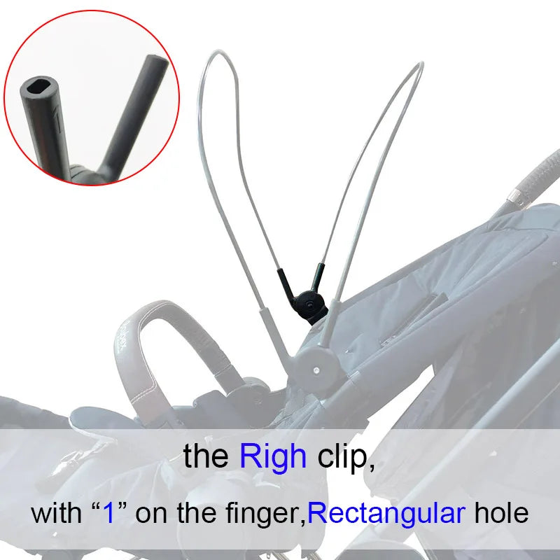 Stroller Canopy Connector Clip Compatible with Cybex Mios 2/3 and Priam 3/4, Adjustable Replacement Sunshade Rod Clamp with Left or Right Options