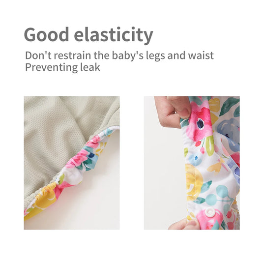 Mesh-Lined Cloth Diapers by Elinfant, 4-Pack Adjustable Pocket Baby Nappies with 4 Three-Layer Microfiber Inserts and Waterproof PUL Outer