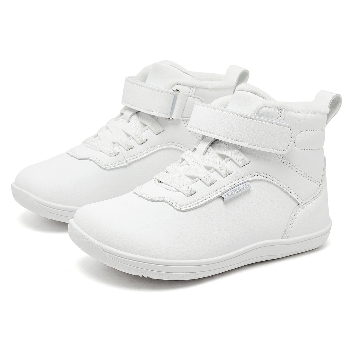 Winter Barefoot High-Top Shoes for Kids by HOBIBEAR, Wide Toe Box, Faux Fur Lining, Zero-Drop Rubber Sole and Adjustable Hook-and-Loop Strap