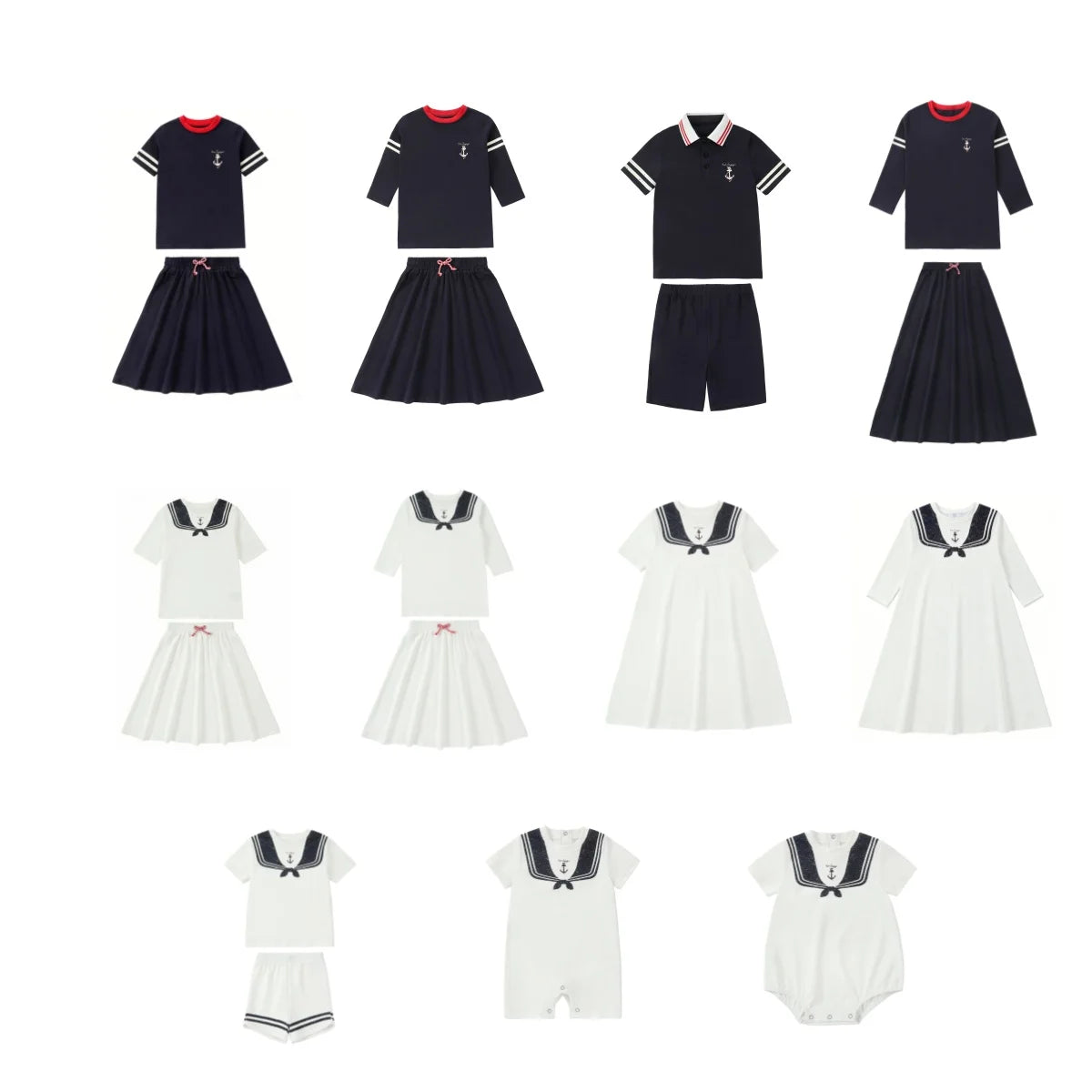 Kids Sailor Outfits in Cotton Jersey, Nautical Dresses, Polo Shirts and Shorts Sets for Boys, Girls and Babies, Summer Sibling Photo Styles