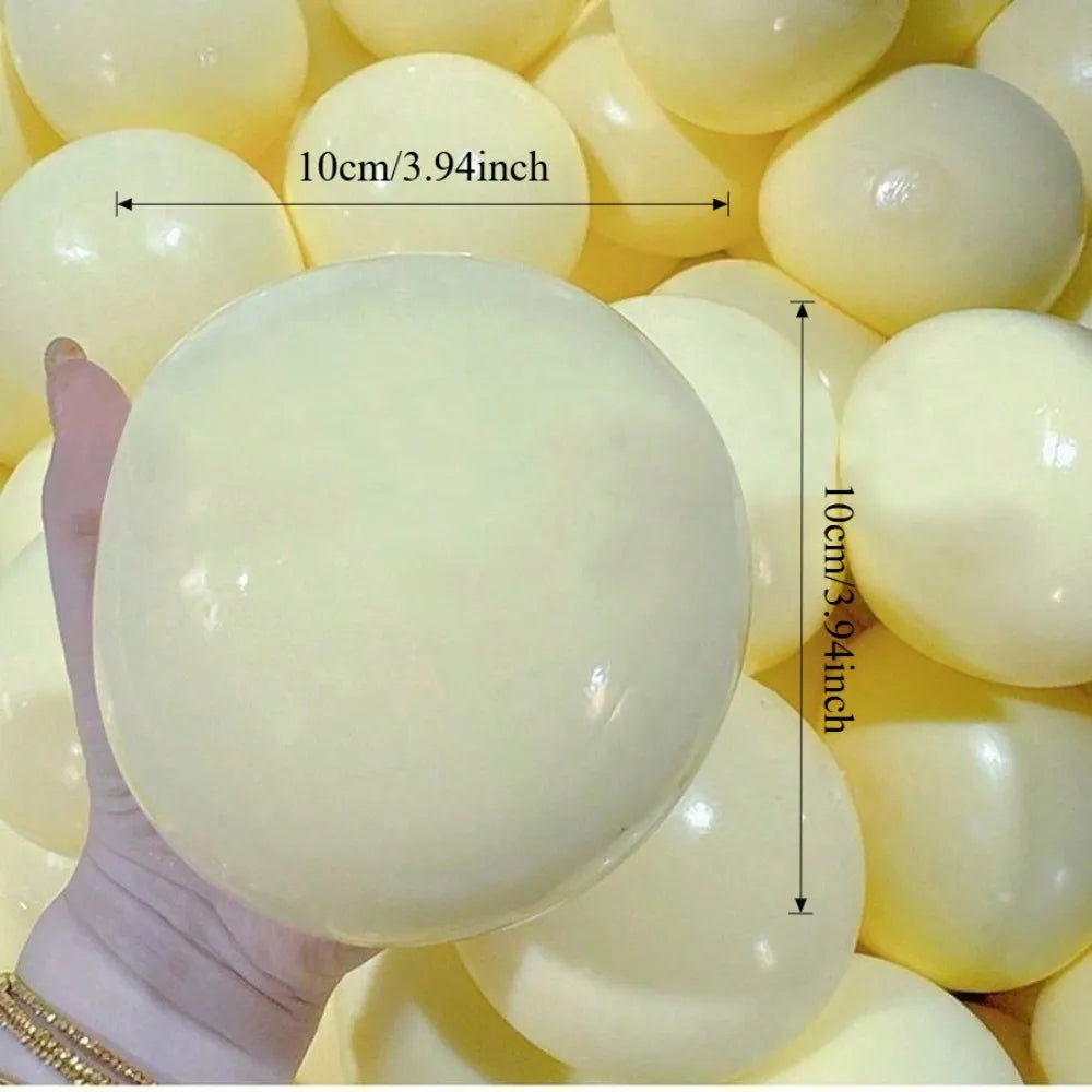 Squishy Stress Ball with Dough Filling, Soft TPR Round Squeeze Fidget in Yellow, Blue, Pink or White for Tactile Play and Desk Breaks